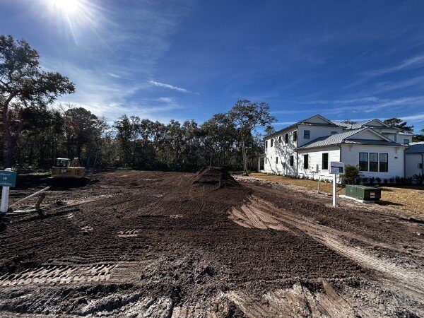 Same residential lot in St. Johns County after clearing and rough grading